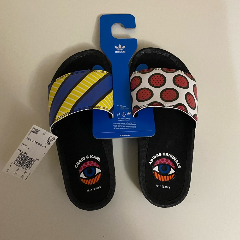 Size 5 adidas Originals Adilette Boost Craig and Karl Swim Slides Sandals. PRIME